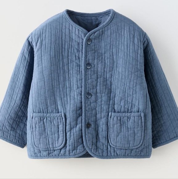 Nwt! Zara baby quilted jacket with pockets in blue